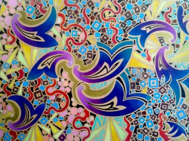 Σχέδιο με τίτλο "Purple paisley" από Lynda Stevens, Αυθεντικά έργα τέχνης, Μολύβι