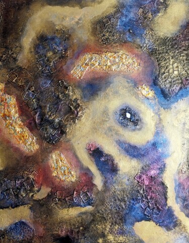 Schilderij getiteld "Gold and copper tha…" door Lynda Stevens, Origineel Kunstwerk, Acryl