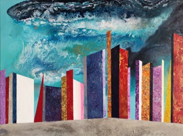 Malerei mit dem Titel "Storm brewing over…" von Lynda Stevens, Original-Kunstwerk, Acryl