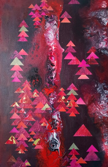 Collages intitolato "Triangles in deep c…" da Lynda Stevens, Opera d'arte originale, Collages