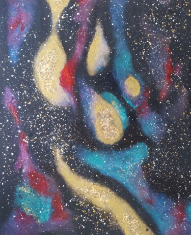 Schilderij getiteld "Clash of nebulae" door Lynda Stevens, Origineel Kunstwerk, Acryl