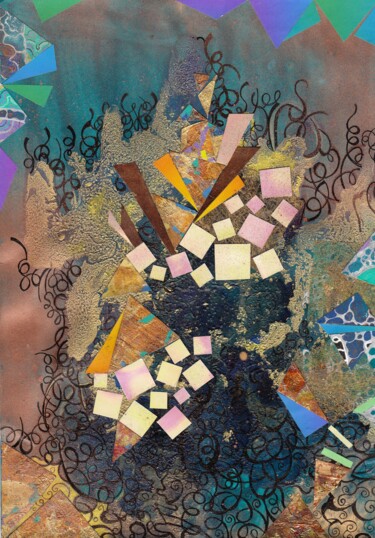 Collages intitulée "Converging squares…" par Lynda Stevens, Œuvre d'art originale, Collages