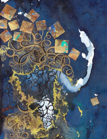 "Gold squares emergi…" başlıklı Kolaj Lynda Stevens tarafından, Orijinal sanat, Kolaj