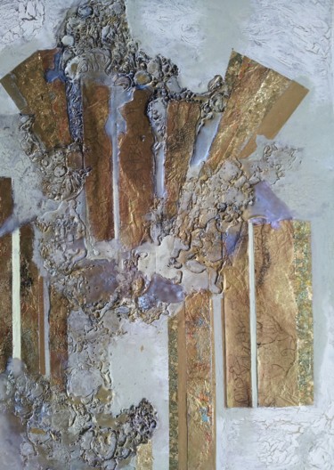Pintura titulada "Gold columns on whi…" por Lynda Stevens, Obra de arte original, Otro