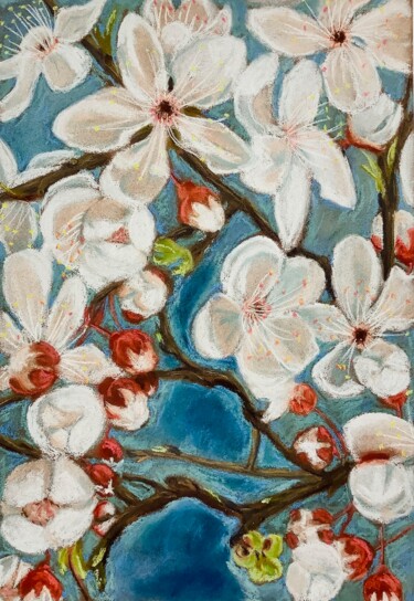 Schilderij getiteld "Kirschblüte" door Lyndwoorm, Origineel Kunstwerk, Pastel