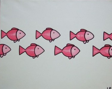 Painting titled "Shoal of Pink Fish" by Lynette Pike, Original Artwork