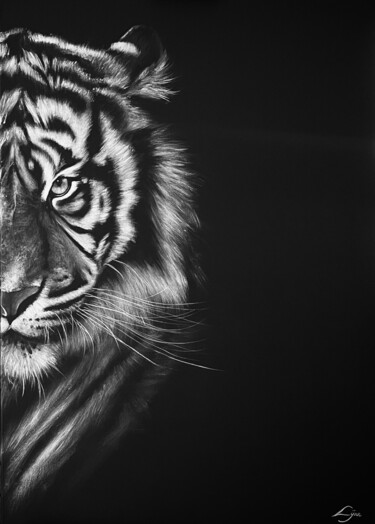 Peinture intitulée "L'oeil du tigre" par Lÿnn, Œuvre d'art originale, Acrylique