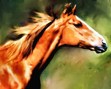 Digital Arts titled "Galloping Horse" by Lynn A Marie, Original Artwork, Digital Painting