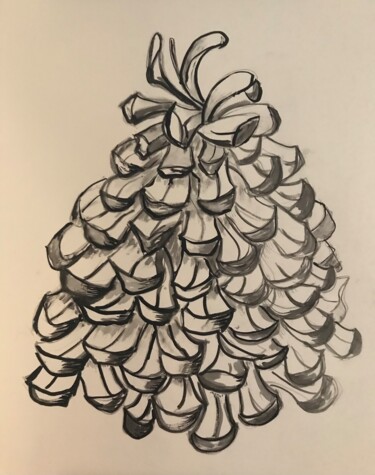 Zeichnungen mit dem Titel "Ink Pinecone 1" von Lynn Schwartz, Original-Kunstwerk, Tinte