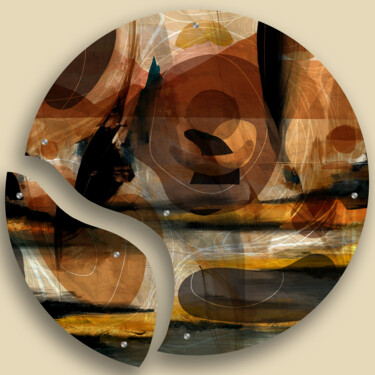 「Dust Storm - Diptych」というタイトルのデジタルアーツ Lynne Godina-Ormeによって, オリジナルのアートワーク, 2Dデジタルワーク プレキシガラスにマウント