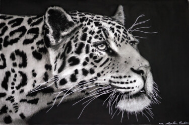 Drawing titled "Stalking Jaguar" by Lynton Bolton, Original Artwork, Charcoal