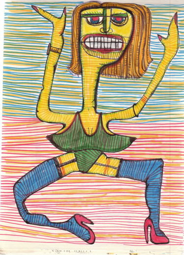 Drawing titled "thérese" by Lyonel Thouvenot, Original Artwork, Marker