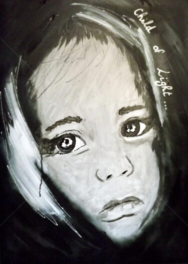Painting titled "Enfant d'ailleurs" by Lyric.P / H, Original Artwork, Acrylic