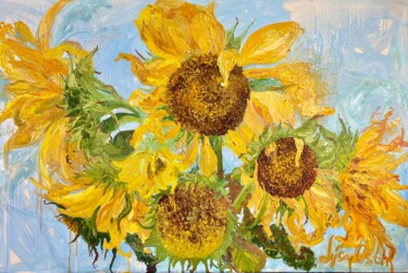 Картина под названием "Цветы солнца" - Lysa Ostin, Подлинное произведение искусства, Масло