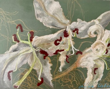 「Белые лилии」というタイトルの絵画 Lysa Ostinによって, オリジナルのアートワーク, パステル