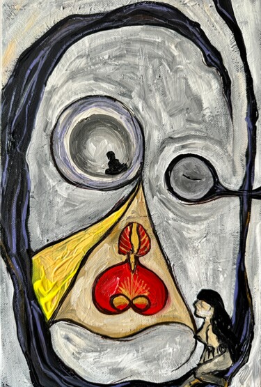 Картина под названием "Колодец" - Lysa Ostin, Подлинное произведение искусства, Акрил Установлен на Деревянная рама для носи…