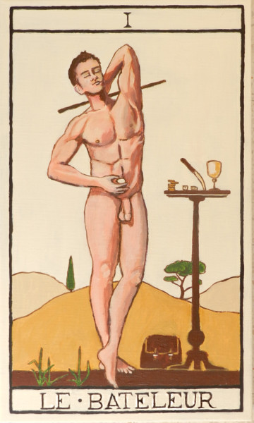 Painting titled "Le Bateleur" by Jean-Eddie Crouzet (Lysalamandre), Original Artwork, Acrylic Mounted on Wood Stretcher frame