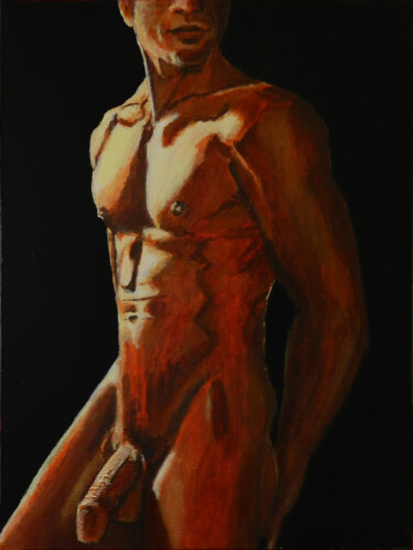 Painting titled "Torse" by Jean-Eddie Crouzet (Lysalamandre), Original Artwork, Acrylic Mounted on Wood Stretcher frame