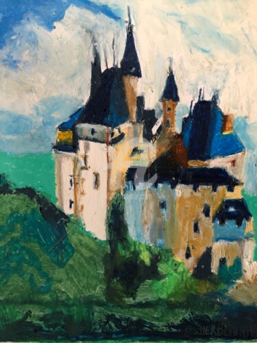Dessin intitulée "Château intérieur" par E.Herblot, Œuvre d'art originale, Pastel