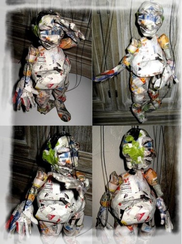 Sculpture intitulée "Marionnette articul…" par Dominique Lysiak, Œuvre d'art originale