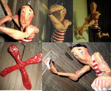 Sculpture intitulée "Marionnette poupée…" par Dominique Lysiak, Œuvre d'art originale