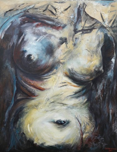 Painting titled "Buste de femme" by Lysiane D. Coste, Original Artwork, Acrylic