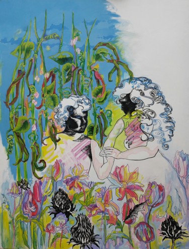Painting titled "Les deux sœurs" by Lysiane D.Coste, Original Artwork, Acrylic