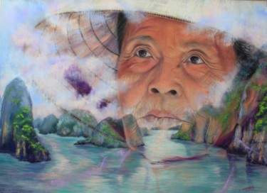 Peinture intitulée "Ses rêves d'Halong" par Lysiane Lagauzere, Œuvre d'art originale, Pastel