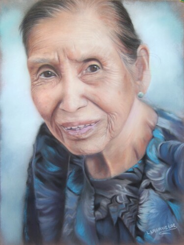 Peinture intitulée ""La grand-mère à Jo…" par Lysiane Lagauzere, Œuvre d'art originale, Pastel