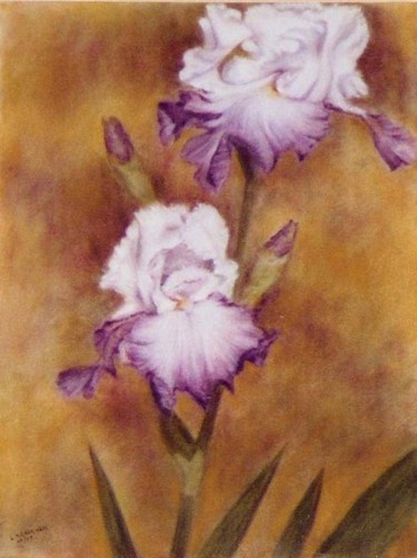 Peinture intitulée "Les iris" par Lysiane Lagauzere, Œuvre d'art originale