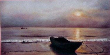 Peinture intitulée "Coucher de soleil" par Lysiane Lagauzere, Œuvre d'art originale