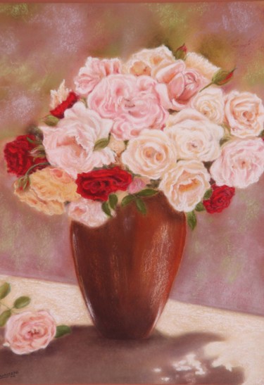 Painting titled "Bouquet romantique" by Lysiane Lagauzere, Original Artwork