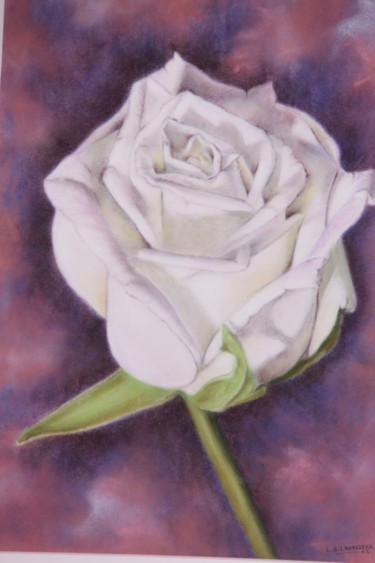 Peinture intitulée "Rose blanche" par Lysiane Lagauzere, Œuvre d'art originale
