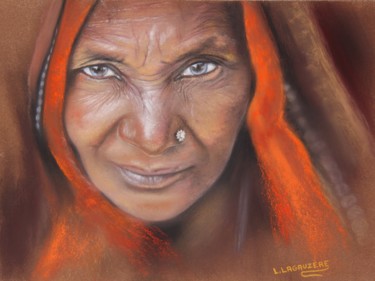 Peinture intitulée ""Regard"" par Lysiane Lagauzere, Œuvre d'art originale, Pastel