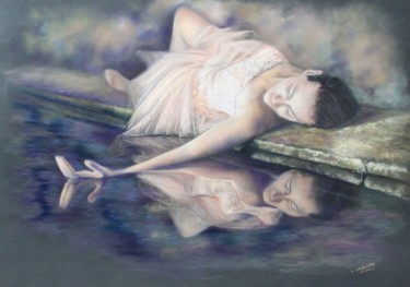 Painting titled ""Reflets romantique…" by Lysiane Lagauzere, Original Artwork, Pastel