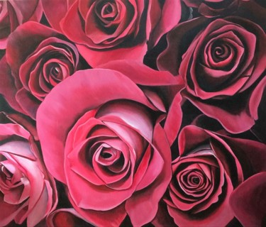 Painting titled "Roses" by L.Oliver, Original Artwork, Oil
