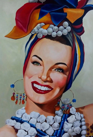 Pintura intitulada "Carmen Miranda" por L.Oliver, Obras de arte originais, Óleo
