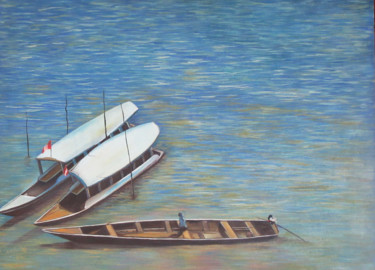 Pintura titulada "botes.jpg" por Liz Tania Diaz Vela, Obra de arte original, Oleo