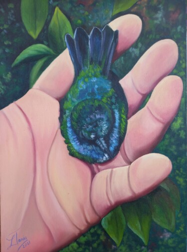Pintura titulada "mano de acogida" por Liz Tania Diaz Vela, Obra de arte original, Oleo