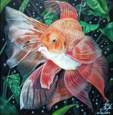 Peinture intitulée "Gold fish. Золотая…" par Olena Lytvynenko, Œuvre d'art originale, Acrylique