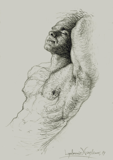 Drawing titled "Dreaming nude" by Lyubomir Naydenov, Original Artwork, Pencil