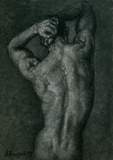 Disegno intitolato "Male nude VI" da Lyubomir Naydenov, Opera d'arte originale, Carbone
