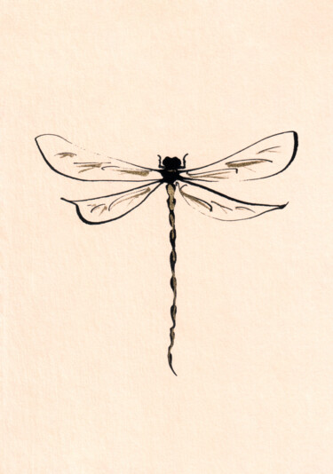 Рисунок под названием "Dragonfly" - Lyubov Fonareva, Подлинное произведение искусства, Чернила
