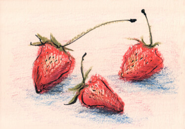 Картина под названием "Strawberries" - Lyubov Fonareva, Подлинное произведение искусства, Пастель