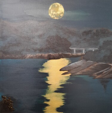 Картина под названием "Full moon" - Lyubov Yugina, Подлинное произведение искусства, Акрил