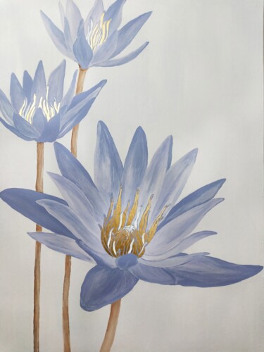 Painting titled "Water lillies" by Lyubov Yugina, Original Artwork, Acrylic
