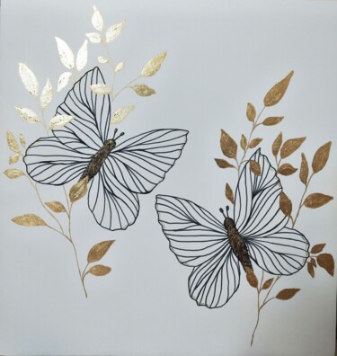 Painting titled "Butterflies" by Lyubov Yugina, Original Artwork, Acrylic