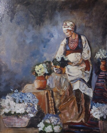 Painting titled "При надії" by Lyudmila Bashuk, Original Artwork, Oil