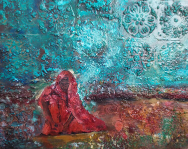 Painting titled "Я остаюсь здесь." by Lyudmila Bashuk, Original Artwork, Encaustic