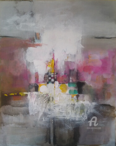 Malerei mit dem Titel ""Pink mess"" von Lyudmila Belenkina, Original-Kunstwerk, Acryl
